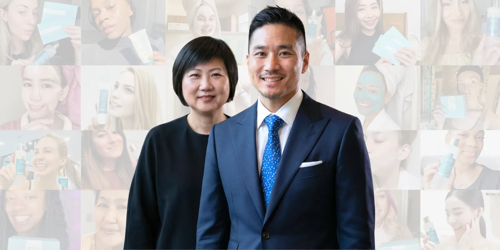 Ling Chan and her son Patrick Chan, surrounded by the customers they have helped